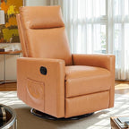Sweetcrispy Recliner Chair, 360 Swivel Rocker Chair for Adults, Glider Rocker Recliners, Nursery Chairs for Living Room, High Back, Upholstered Deep Seat, Classical Brown - Image 3