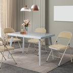 VINGLI 6 Pack Folding Chairs with Padded Seats, Metal Frame with Pu Leather Seat & Back, Capacity 350 lbs, Set of 6, Khaki - Image 2