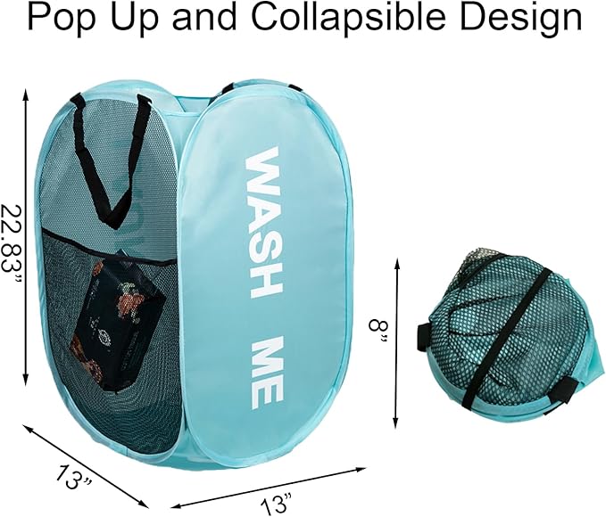 2Pack Collapsible Laundry Baskets Pop Up Laundry Hamper Mesh Storage Bins - Image 2