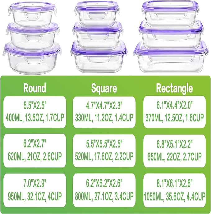 HOMBERKING Glass Food Storage Containers - Image 2