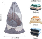 2 Pack Mesh Laundry Bags, 24 x 36 Inches Heavy Duty Drawstring Bag, Travel and - Image 2