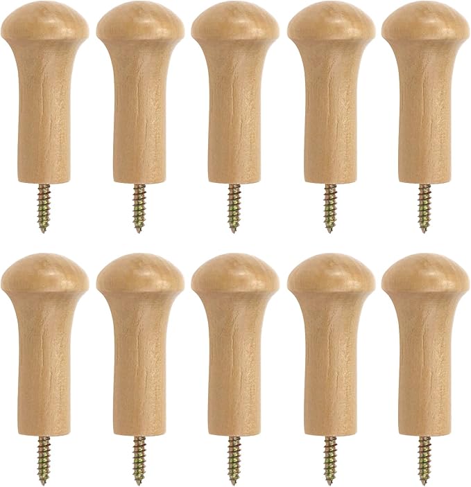 KUMGROT 10pcs Coat Wall Hooks Wood Mushroom Heavy Duty Robe Decorative Wall by KUMGROT