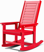 GREENVINES Outdoor Rocking Chairs | Porch Rocker | HDPE Plastic | Red | Oversized Rockers | High Back | Big & Tall | Ladder Back | for Patio Outside Backyard Balcony Garden by GreenVines