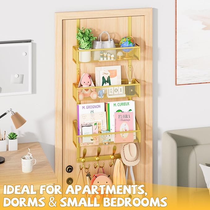 Over The Door Hooks Organizer, Coat Rack Over The Door Storage Hanger Towel Rack - Image 7