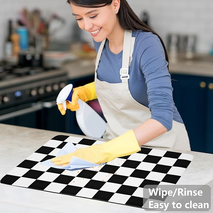Coffee Mat Checkered Dish Drying Pad - Image 3