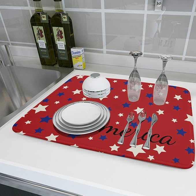 Red Stars America 4th of July Dish Drying Pad 18 x 24 Inch - Image 6