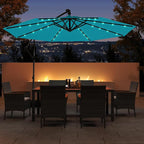 Tangkula 10ft Solar LED Patio Umbrella with Base, Offset Cantilever Outdoor Umbrella with 32 LED Lights, Infinite Tilt, 360 Degree Rotation, Crank Handle for Pool Deck Garden Backyard (Turquoise) - Image 2