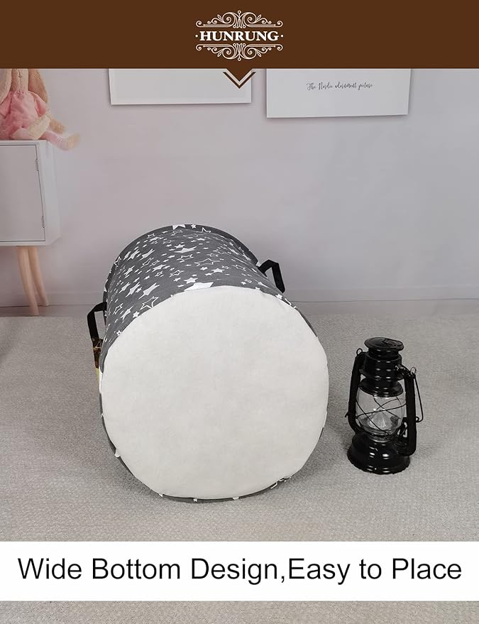 HUNRUNG Laundry Hamper, Large Canvas Fabric Lightweight Storage Basket Toy - Image 5