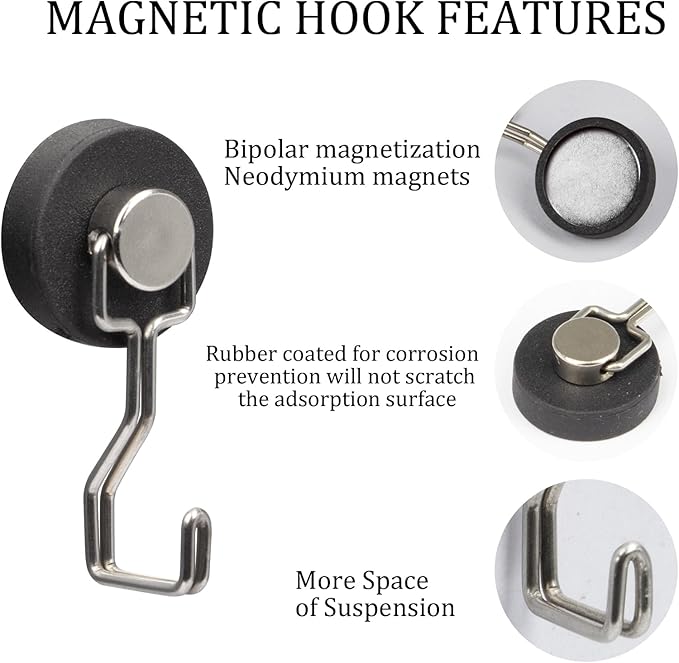 Rare Earth Strong Magnetic Hooks, Waterproof Rubber Coated Magnetic Hooks - Image 7