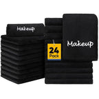 Makeup Remover Cloth, 24 Pack Black Facial Wash Cloths, Soft Coral Fleece by Unimade