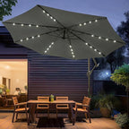 wikiwiki 10ft Solar LED Patio Umbrella with Base Included, Offset Umbrella with Weighted Sandbag Base, Cantilever Patio Umbrella for Backyard, Garden & Deck, 32 LED Lights & Polyester Shade, Dark Gray - Image 9