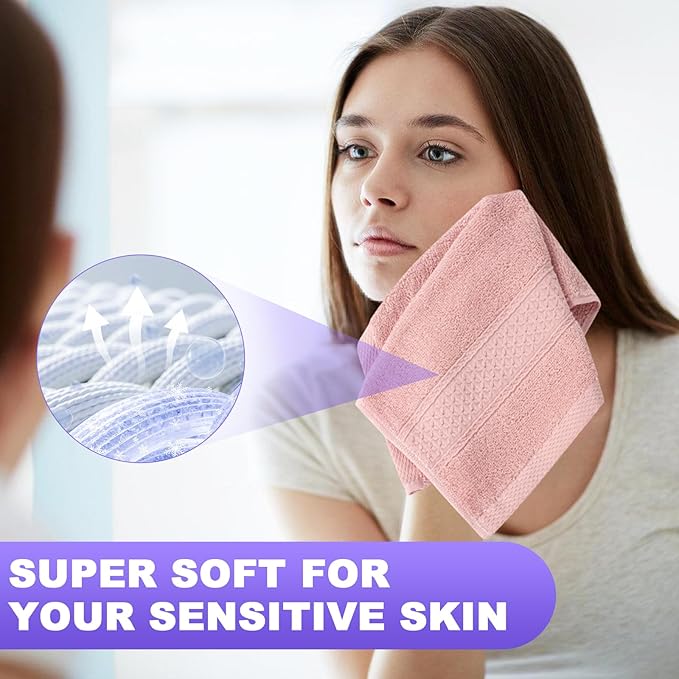 6 Pack 100% Cotton Wash Cloth, 13x13 Inch Highly Absorbent and Soft Feel - Image 3