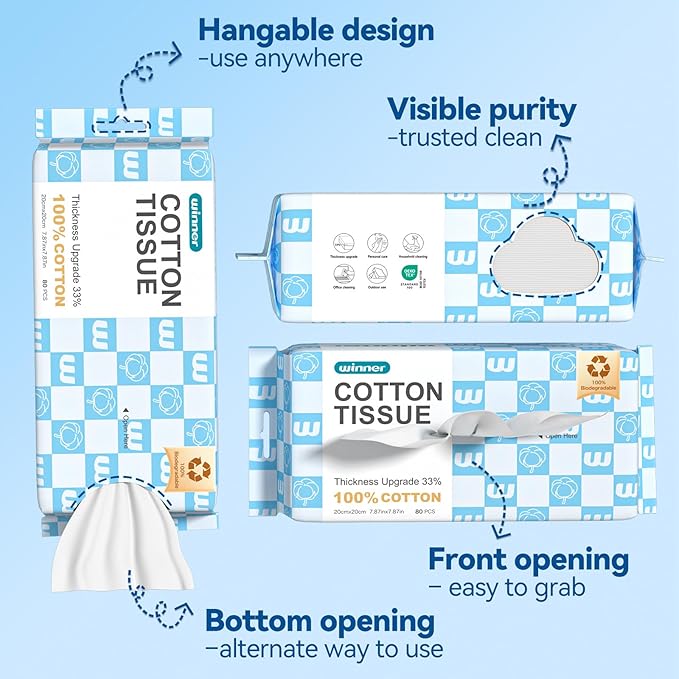 Winner Soft Face Towels, Upgraded Thicker 100% USDA Biobased Facial Towels - Image 9
