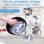 Nylon Cleaning Scrub Pad 12 Pack, Long-Lasting and Reusable Dishwashing Sponge - Image 5