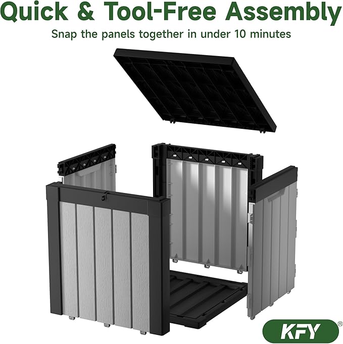 50 gallon deck box,All-weather resin material outdoorstorage box easy to install and portable,Suitable for indoor and outdoor scenes (black and white) - Image 5