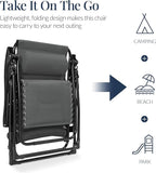 Best Choice Products Oversized Padded Zero Gravity Chair, Folding Outdoor Patio Recliner, XL Anti Gravity Lounger for Backyard w/Headrest, Cup Holder, Side Tray, Polyester Mesh - Gray - Image 5
