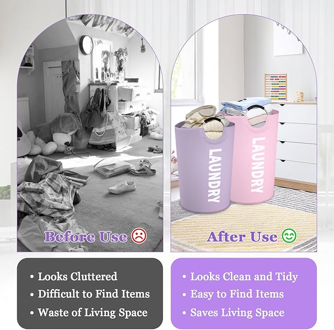 2Pack 125L Extra Large Laundry Baskets, Collapsible Laundry Hamper - Image 5