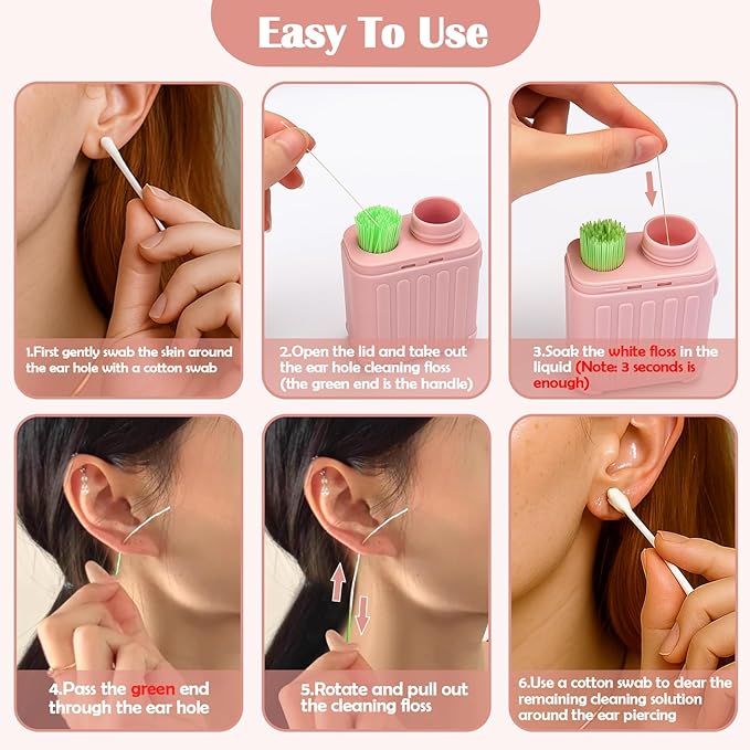 XANGNIER Ear Piercing Cleaner, Ear Piercing Cleaning Kit, Earring Hole Piercing - Image 5