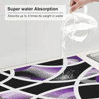 Purple Black White Geometric Abstract Dish Drying Mat - Image 4