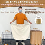 Canvas Laundry Bags with Handles & Square Base18"Lx18"Wx27.6"H, Extra Large - Image 2
