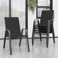 Patio Chairs Set of 6, Stackable Outdoor Dining Chairs for All Weather Textilene Fabric & Metal Frame, Outdoor Chairs Set for Backyard Deck Garden by Vimstora
