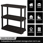 Oskar Heavy Duty Plastic Storage Shelves- for Garage, Kitchen, Bathroom Basement Kids Room, Stackable 3-Tier Black Organizer Rack for Books Shoes, Toys, Pantry, Cleaning and Closet Organization - Image 6