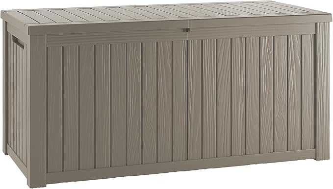 TARKARI 200 Gallon Lockable Resin Deck Box, Waterproof & UV-Resistant Outdoor Storage Box for Outdoor Cushion Storage, Garden Tools & Pool Accessories Storage, Gray by Home