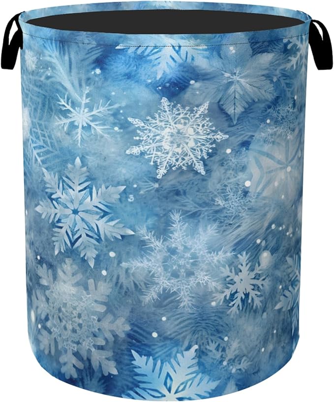 Winter Laundry Basket, Snowflakes Laundry Hamper, Heavy Duty 60L Dirty Clothes by Gearsly