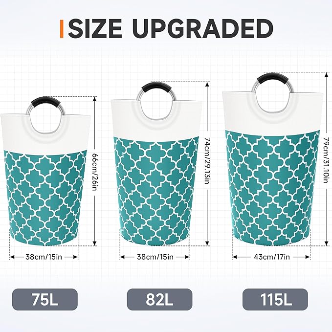 Large Laundry Basket Laundry Hamper Bag Washing Bin Clothes Bag Collapsible Tall - Image 2