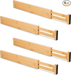 Bamboo Drawer Dividers 4 Pack, 16.4"-21.5" Expandable Drawer Organizer by BAMBITION