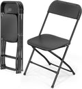 VINGLI 4 Pack Black Plastic Folding Chair, Indoor Outdoor Portable Stackable Commercial Seat with Steel Frame 350lb. Capacity for Events Office Wedding Party Picnic Kitchen Dining by VINGLI