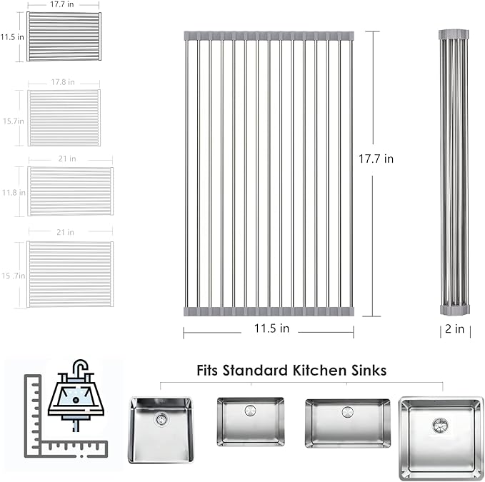 Tomorotec Roll Up Dish Drying Rack, Over The Sink Dish Drying Rack, Portable - Image 7