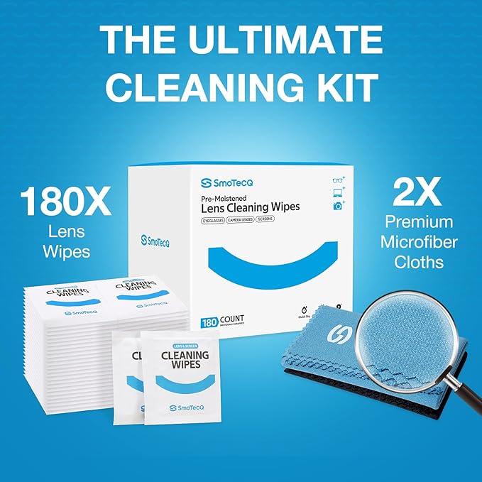 SmoTecQ Lens Wipes for Eyeglasses – Pre-Moistened Lens Cleaner for Coated Lenses - Image 2
