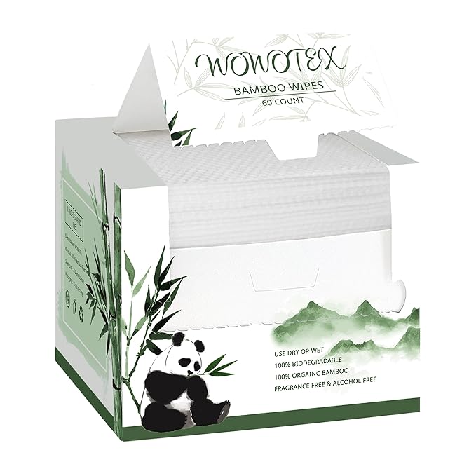 Bamboo Viscose Disposable Face Towel Biodegradable Large Dry Face Wipes 120 by WOWOTEX
