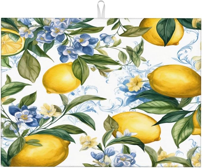 Lemon Dish Drying Mat for Kitchen Counter Protector and Decoration Super by Ovitssrk