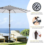 MEWAY 9ft Patio Umbrella Outdoor Table Umbrellas with Push Button Tilt and Crank, Market Umbrella 8 Sturdy Ribs for Deck, Garden, Pool and Backyard, Black-white-striped - Image 6