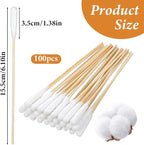 100 PCS Long Cotton Swabs for Dog Ears, 6-Inch Large Cotton Ear Swabs for - Image 2