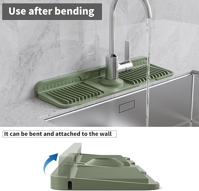 WAFT YEARN 17X5 Inch Silicone Durable Faucet Mat Kitchen Sink Splash Guard - Image 6