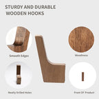 6 Pack Walnut Wood Wall Hooks – Handcrafted Solid Wood Hooks - Image 4