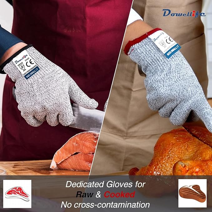 Dowellife Cut Resistant Gloves Food Grade Level 5 Protection, Safety Kitchen - Image 5