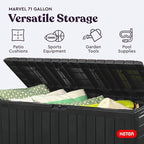 Keter Marvel Plus 71 Gallon Resin Outdoor Storage Box for Patio, Balcony & Garden – Weather‑Resistant Deck Box for Cushions, Pillows, Pool Floats & Tools, Dark Grey - Image 4