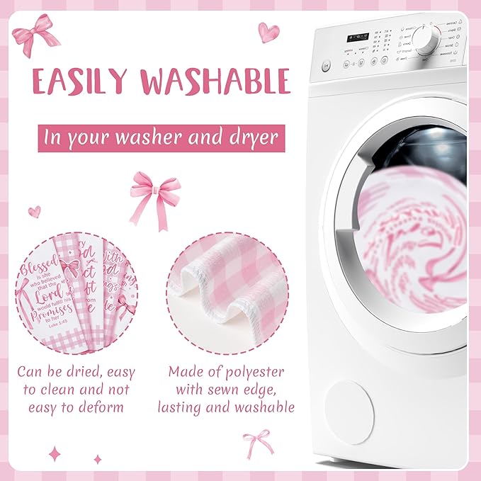 R HORSE Pink Bow Kitchen Dish Towels - Image 3
