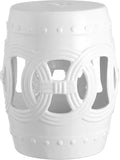 JONATHAN Y TBL1022A Lucky Coins 16" Chinese Ceramic Drum Indoor/Outdoor Garden Stool, Bohemian, Coastal, Cottage, French Country, Traditional, Spill-Proof, Living Room, Garden Room, Patio, White by JONATHANY