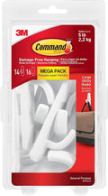 Command 5 lb Large Utility Hooks, 14 Hooks and 16 Strips, Damage-Free Hanging by Command