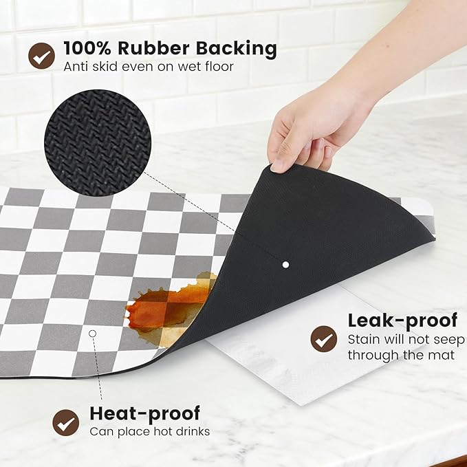 17" x 32" Checkered Dish Drying Mat - Image 6