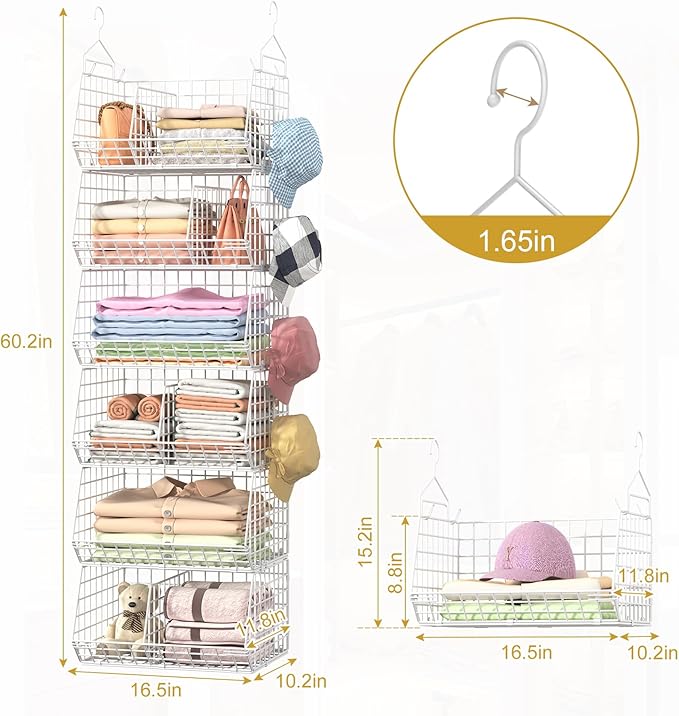 6 Tier Extra Large Hanging Closet Organizer, Closet Storage Hanging - Image 3