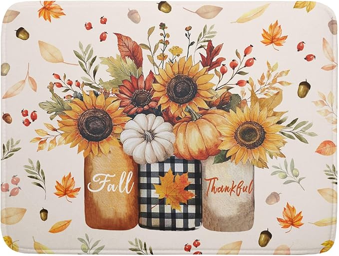 Autumn Sunflowers Vase Dish Drying Mat by Sweetshow