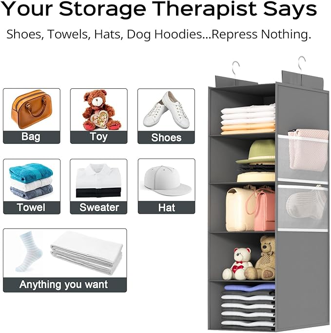 Deep Hanging Closet Organizers and Storage, Closet Hanging Storage Shelves - Image 8