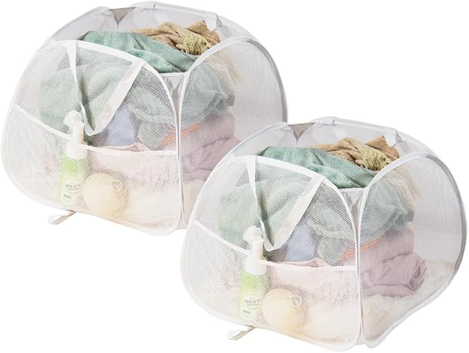 Collapsible Laundry Basket 90L, Foldable Mesh Pop-up Laundry Hamper by LUANMEET