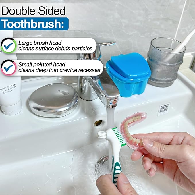 2 Pack Denture Cup Denture Bath Holder Case - Image 5